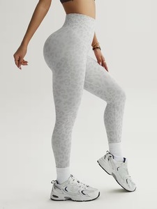 Women's High-Waisted Leopard Print Leggings | Sublimation <b>Animal</b> <b>Pattern</b> Gym Tights | Lightweight Polyester Spandex Fitness Pant - Product Image 3