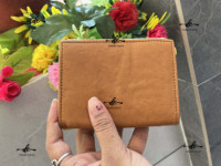 Dompet Kulit Asli Model Gelang Cokelat dengan Patch Gaya Barat, Dompet Serbaguna Kulit Berwarna