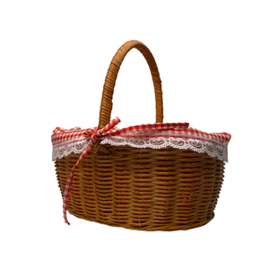 Cesta de mimbre Natural al mejor precio, forro de algodón colorido hecho a mano de Vietnam para el hogar, cocina, almacenamiento, Camping, Picnic, frutas - Product Image 1