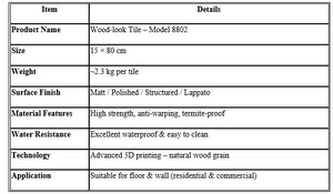 Azulejos de Porcelana con Aspecto de Madera Modernos para Paredes Interiores, Hospitales, Apartamentos y Villas, Garantía de 5 Años, Modelo 8802 - Product Image 4