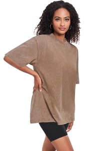 Camisetas de Cuello Redondo para Mujer, Lavadas con Ácido, Cómodas, Casuales, de Manga Corta, Personalizadas, Estampadas, de Color Liso - Product Image 5