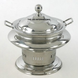 Nouvel arrivage : Réchaud de buffet en acier inoxydable martelé texturé pour la restauration, chauffe-plats pour la décoration de table - Product Image 6