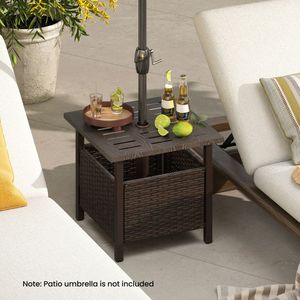 Tavolo esterno esterno in vimini per tutte le stagioni con ombrellone foro Patio tavolo per vivere all'aperto - Product Image 6