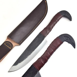 Cuchillo Vikingo Hecho a Mano con Diseño de Cara de Cuervo Vikingo, Juego de Cuchillos para Acampar, Cazar y Combate al Aire Libre, Cuchillo Coleccionable Nórdico de Acero con Alto Contenido de Carbono, DIY OEM - Product Image 3