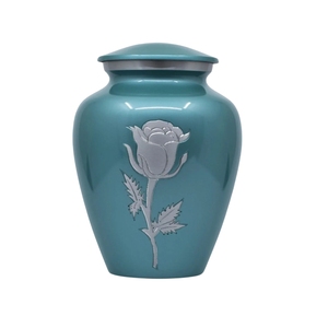 Urna Funeraria de Aluminio Hecha a Mano con Diseño de Rosa Azul para Cenizas Humanas, Urna Grande de Metal para Cenizas, Venta al Por Mayor Directa de Fábrica - Product Image 2