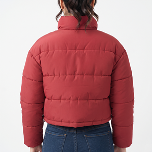 Manteau court matelassé pour femme, veste d'hiver rembourrée à manches longues, fermeture éclair sur le devant, ourlet ajustable, vêtement d'extérieur décontracté - Product Image 2