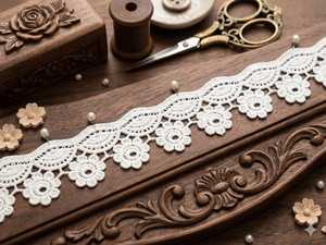 Factory Direct Premium <b>White</b> Polyester Floral and Fan Scalloped <b>Lace</b> Trim - 3D Textured Crochet-Style Border for Saree, Dupatta - Product Image 6