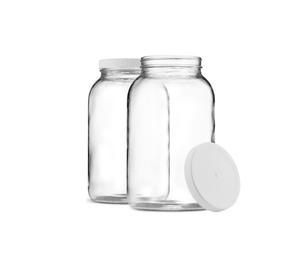 Ensemble de 2 pots en verre transparent avec couvercles et anneaux, utilisés pour la mise en conserve, la préparation de cornichons, les jus, les confitures, la gelée, taille quart (32 onces) - Product Image 1