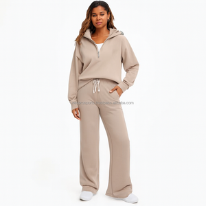 Wholesale Women’s Sweat Suit 2 Piece Set – Comfortable Lounge Wear with <b>Elastic</b> <b>Waistband</b>, Zip Hoodie and Matching Pants, OEM/ODM Service - Product Image 3