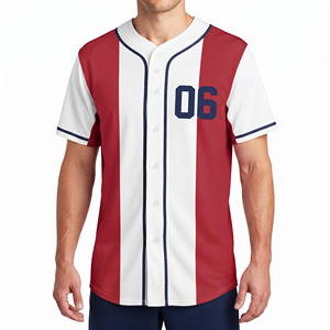 Maillot de baseball pour homme, entièrement boutonné, sublimé, 100 % polyester, col en V - Product Image 1