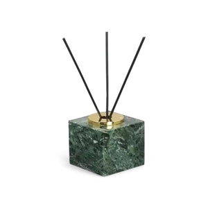 Travertine marble square diffuser holder with metal ring luxury aroma diffuser block premium home <b>decor</b> modern tabletop frag - Product Image 3