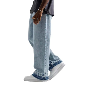 Nuevos Jeans de Mezclilla de Moda de Pierna Ancha Personalizados de Alta Calidad para Hombre, Transpirables y Ligeros para Invierno y Otoño, Venta al Por Mayor - Product Image 2
