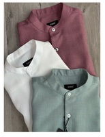 Setelan Kemeja dan Celana Kasual Pria Bahan Polyester/Katun Lengan Panjang Kancing Cepat Kering Ringan Bernapas Solid Tanpa Jahitan Sambungan Rapi Musim Semi