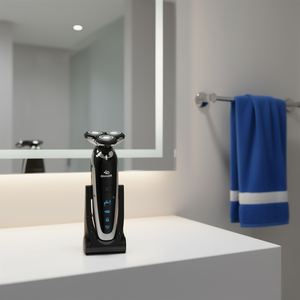Afeitadora eléctrica 4D para hombres con sistema de 3 cuchillas y base de carga, diseño impermeable - Product Image 3