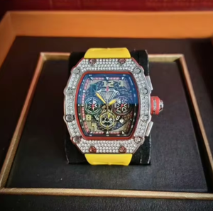 Boîtier de luxe personnalisé de haute qualité en cristal de saphir serti de diamants, 44 mm, aiguille automatique, mécanique, squelette, étanche - Product Image 5