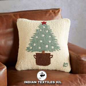 ปลอกหมอนอิงขนสัตว์สไตล์โบโฮแบบทัฟท์ ดีไซน์เนอร์ ผลิตโดย Indian Textiles H/L ปลอกหมอนอิงตกแต่งทอมือสุดหรู สไตล์โบโฮ ขายดี - Product Image 1