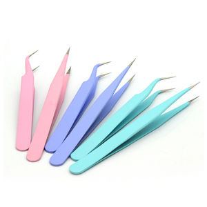 Pinzas de Acero para Pestañas de 45/75 Grados, Diseño Delgado, Antiestático y Duradero, Punta Dentada para Extensiones de Pestañas - Product Image 1