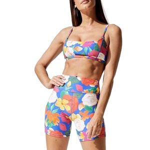 Custom Logo Sublimation Printed Waterproof Spandex Polyester 2 Piece Workout Shorts Set With Elastic Waist For Gym & Yoga - Product Image 1