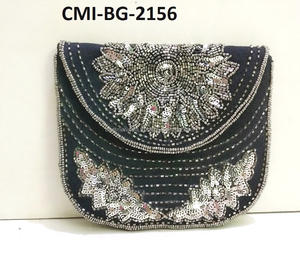 Pochette femmes sac à main perlé pochette Inde pochette sacs à la mode avec couleur vibrante sombre avec des perles brillantes - Product Image 3