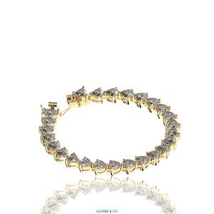 Unisex Heart-Cut Moissanite Tennis <b>Bracelet</b> 5mm Everyday Wear Diamond Glosbe & Co GRA Round Synthetic (Lab Grown) <b>Silver</b> - Product Image 2