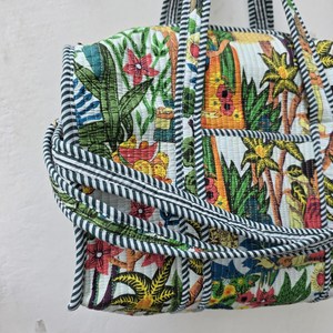 Bolsa de Mano Acolchada de Alta Calidad con Cierre de Cremallera, Estampado de Jungla, Ligera, Transpirable, de Tela de Algodón, Nueva Llegada - Product Image 5