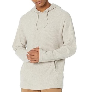 Sweat à capuche thermique uni et modeste, en tricot gaufré respirant, grande taille, pour hommes, vente en gros - Product Image 2