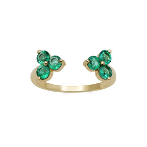 14K Yellow Gold Natural Emerald Open <b>Ring</b> for Women | <b>Adjustable</b> Fine Gemstone Jewelry Wholesale OEM ODM - Product Image 1