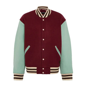 เสื้อแจ็คเก็ตวาร์ซิตี้คุณภาพสูงสำหรับผู้ชาย ปักลายเชนิลล์ แขนหนัง  แบบกำหนดเองได้  เสื้อแจ็คเก็ตเบสบอลแบบ Letterman - Product Image 6