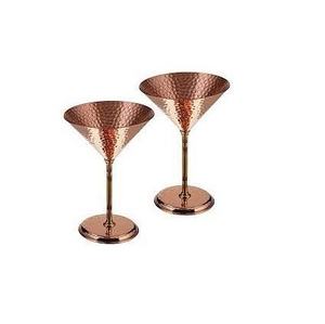 Verre à cocktail Martini en cuivre martelé à long pied, avec large bol et base ronde, pour les fêtes, les dîners et le bar à domicile - Product Image 2
