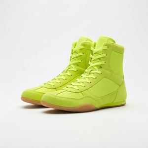 Custom Leather Lace-Up Boxing <b>Shoes</b> Men Women Lightweight High Top Breathable Training Footwear Flexible <b>Non</b> <b>Slip</b> Grip Sole Gym - Product Image 4