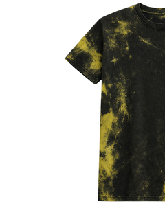 Camiseta de Algodón Tie Dye Negra y Amarilla Personalizada por el Fabricante, Cuello Redondo, Manga Corta, Lavado Vintage, Ropa Casual de Calle para Hombre, Verano - Product Image 2