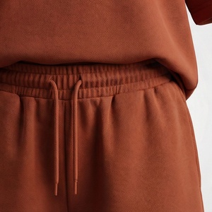 Ensemble de shorts en coton tricoté 2 pièces pour femmes, col rond, manches courtes, coupe ample, imprimé géométrique, décontracté, printemps-été - Product Image 5