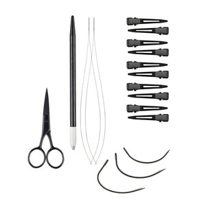 Set Profesional de Extensiones de Cabello con Herramienta de Bucle, Trama Negra Recubierta para Coser, Set de Aplicación para Peluquería y Estilismo - Product Image 5