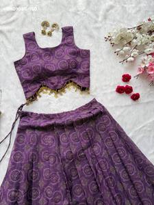 Designer Fancy Organza Silk with Printed & Animal-Motif Border Design Lehenga-Fancy Lace Choli <b>Readymade</b> Set Wholesale Supply - Product Image 2