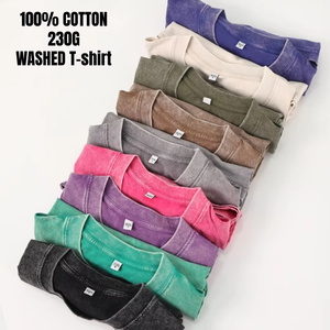 T-shirt vintage surdimensionné en coton 100% lavé de haute qualité pour hommes, personnalisable, décontracté, tricoté, vente en gros, personnalisation - Product Image 4
