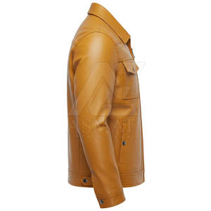 Veste en cuir d'hiver pour homme avec doublure chaude, poches avant modernes et élégantes, et coupe confortable - Product Image 2