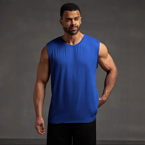 Débardeur sans manches vert fluo pour homme, col rond, séchage rapide, tricoté, sportif, couleur unie, gilet de fitness - Product Image 4