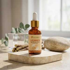 Sérum anti-âge à la réglisse, cosmétique sur mesure avec ingrédients de qualité supérieure et emballage en bouteille à marque privée. - Product Image 2
