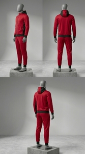 Wholesale Men Fleece Tracksuit Set Slim Fit Zipper Hooded Sweatshirt and Tapered Joggers Athletic Sportswear - Product Image 5