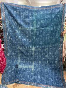 Premium Cotton Kantha <b>Quilt</b> <b>Throw</b> Blanket – Handmade Reversible Bedspread with Intricate Kantha Stitching for Cozy Home Décor - Product Image 4