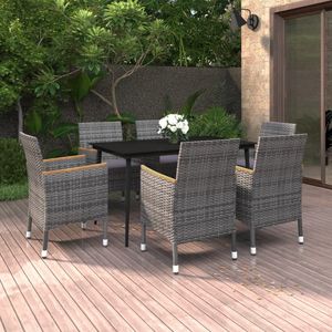 ชุดโต๊ะรับประทานอาหารในสวนหวายโพลีสีเทาเข้มพร้อมเบาะรองนั่งสีดำ - Product Image 1