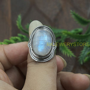 Natural Moonstone <b>Ring</b> 925 Sterling Silver Handmade Boho <b>Statement</b> <b>Ring</b> Oval Cabochon Healing Gemstone Jewelry Gift for Unisex - Product Image 4