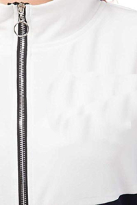 White Turtleneck Zipper Front Top Solid Design Simple Style Women's Sweatshirt <b>Tracksuit</b> Piece - Product Image 3