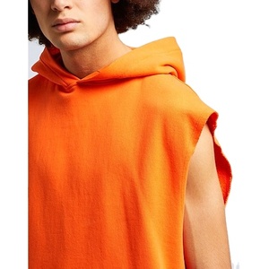 Nouveau sweat à capuche sans manches personnalisé avec logo brodé, imprimé, fermeture éclair intégrale, sans manches, pour hommes - Product Image 2