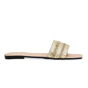 Pantoufles de sport dorées décontractées CL1625 Chaussures confortables et élégantes - Product Image 3