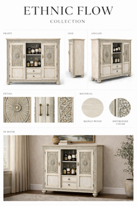 ตู้บาร์ไม้เนื้อแข็งคอลเลคชั่น Ethnic Flow ลดราคาพิเศษ สำหรับห้องนั่งเล่นหรือห้องรับประทานอาหาร และใช้ในงานบริการรับรองแขก สำหรับขายส่ง - Product Image 4