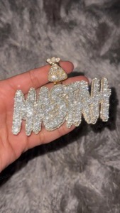 Colgante Iced Bling, Colgante con Nombre Personalizado, Colgante Hip Hop, Colgante con Letra, Placa con Nombre Iced Out, Cadena Personalizada para Hombre - Product Image 3