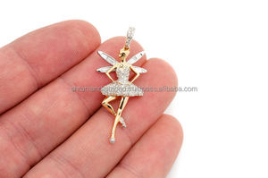 จี้รูปนักบัลเลต์เคลื่อนไหวได้ ชุบทองคำ 10K ดีไซน์ปีกประดับด้วยหินธรรมชาติเจียระไนทรงบริลเลียนท์ สร้อยคอผู้หญิงทันสมัยปรับแต่งได้ - Product Image 3