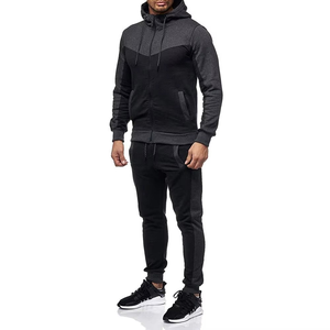 Survêtement d'hiver pour hommes en polyester et coton, à manches longues, respirant, décontracté, pour le sport, couleur unie, logo personnalisé, OEM ODM, vente en gros - Product Image 3