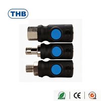 Raccord rapide de sécurité pneumatique THB à bouton-poussoir haute pression NPT en nylon, type américain, norme internationale, corps 3/8 pouces